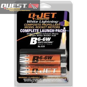 Quest 6124 -  B6-6W Q-Jet  - 18MM White Lightning Composite Model Rocket Motors (2)