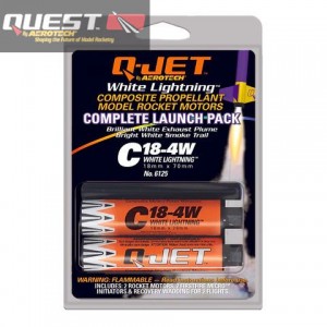 Quest 6125 -  C18-4W Q-Jet  - 18MM White Lightning Composite Model Rocket Motors (2)