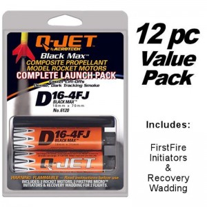 Quest 6364  -  D16-4FJ (12pk) Q-Jet 18MM Black Maxx Composite Rocket Motors