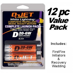Quest 6376 - D20-6W (12pk) Q-Jet 18MM White Lightning Composite Rocket Motors