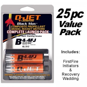 Quest 6414  -  B4-4FJ  (25pk) Q-Jet - 18MM Black Maxx Composite Rocket Motors