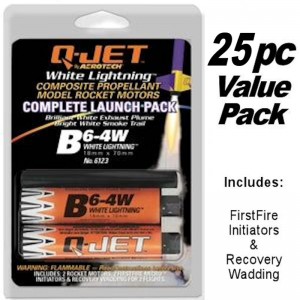 Quest 6418 - B6-4W  (25pk) Q-Jet 18MM White Lightening Composite Rocket Motors