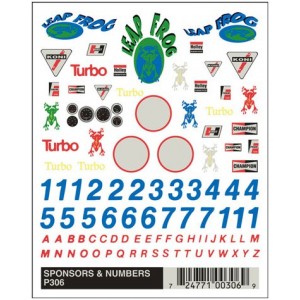 Pinecar Sponsors and Numbers Dry Transfer Decals - WOO306