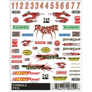 Pinecar Formula Dry Transfer Decals - WOO319