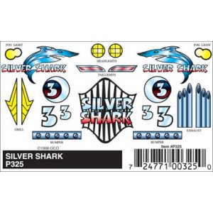 Pinecar Silver Shark Decals - WOO325