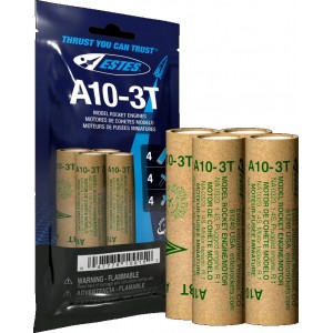 Estes 10015 - A10-3T Model Rocket Engines (4) - NEW BAGGED VERSION Estes 10015 - A10-3T Model Rocket Engines (4) - NEW BAGGED VERSION