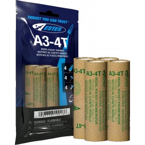 Estes 10013 - A3-4T Model Rocket Engines (4) - NEW BAGGED VERSION