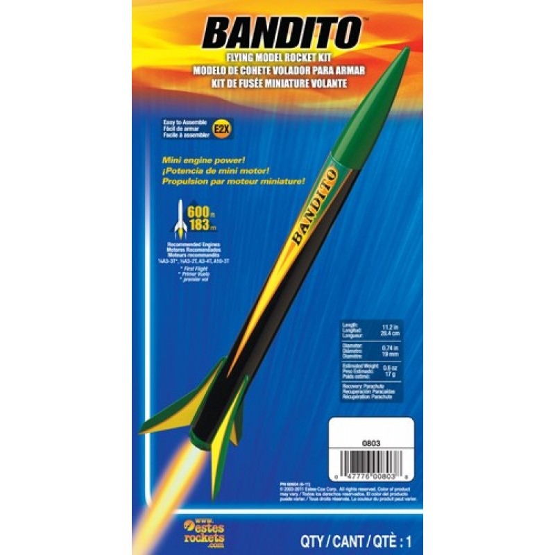 E2X EASY TO ASSEMBLE BANDITO *ESTES #0803* MODEL ROCKET NEW 